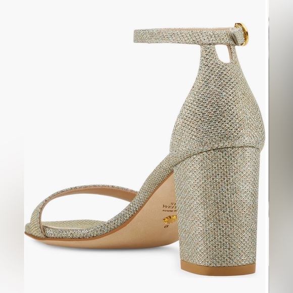 Stuart Weitzman Gold Block Heel Sandals - Picture 2 of 8